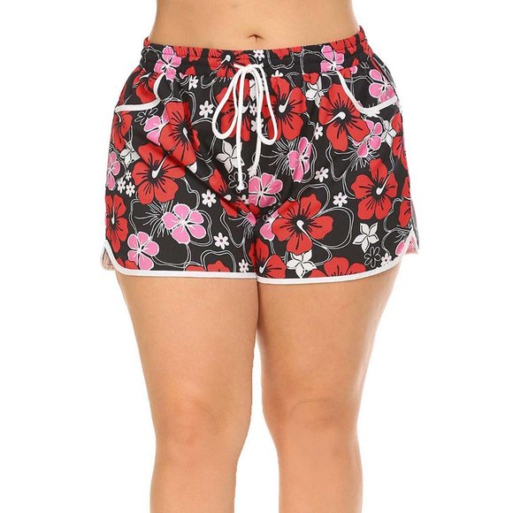Tropical Print Swim Shorts with Pockets Womens Plus Size 20 Pink Swimwear - Picture 7 of 9